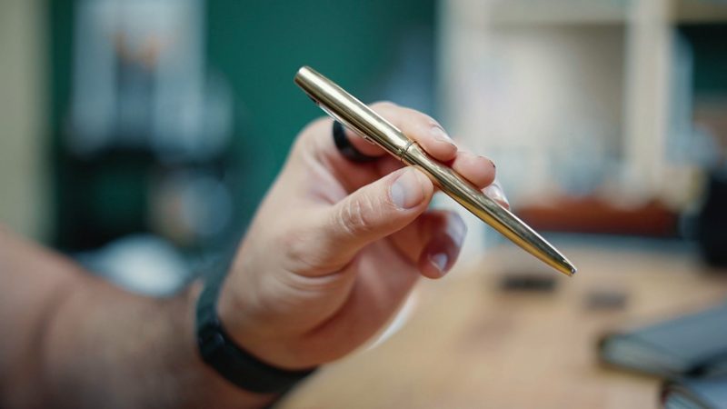 Fisher M4 Raw Space Pen (Antimicrobial Raw Brass Cap-O-Matic)