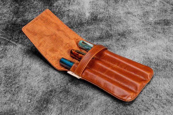 Galen X Nock Co Leather Lookout Pen Case - Deep Cognac