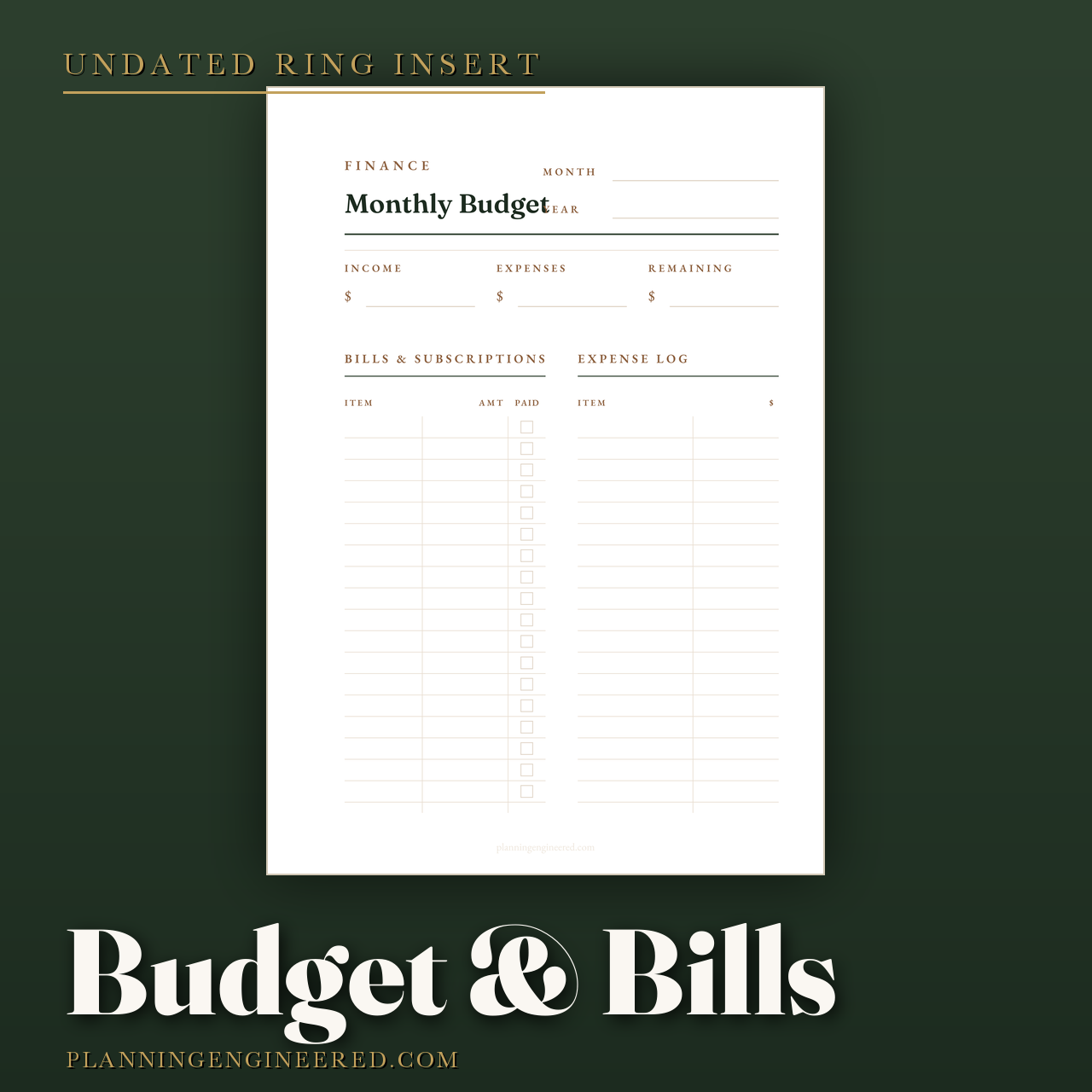 Monthly Budget & Bill Tracker