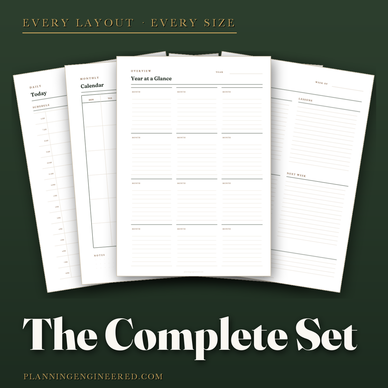 The Complete Set of Planning Engineered planner inserts