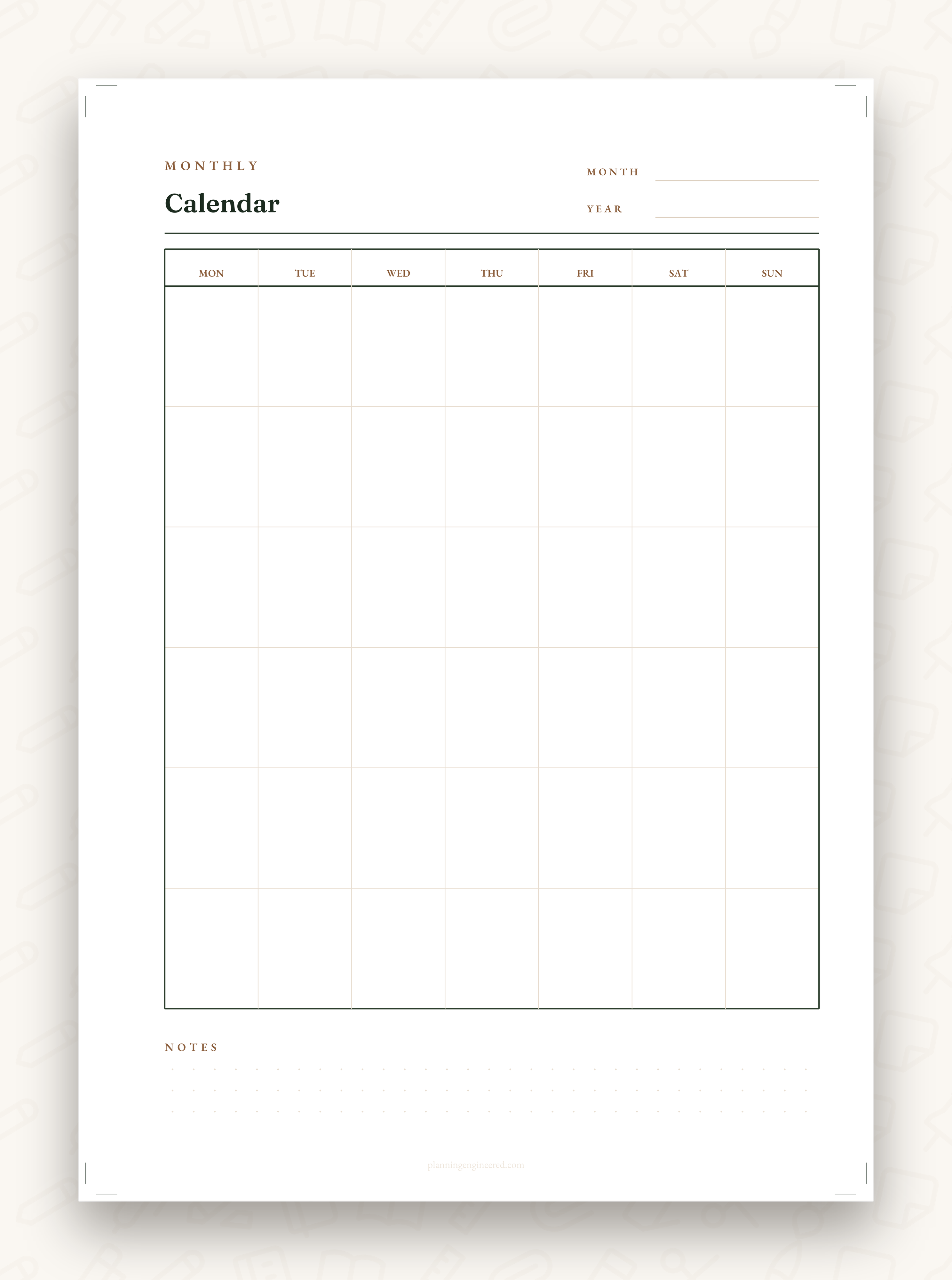 Monthly Calendar preview